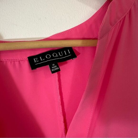 Eloquii Notch Collar Hot Pink Dolman Sleeve Blouse size 20 - Picture 4 of 6